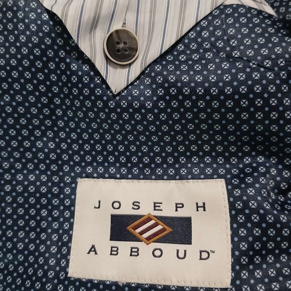 NWOT Joseph Abboud 48L Linen & Wool Grey Window Pane Lined Blazer tailored fit - Picture 2 of 14